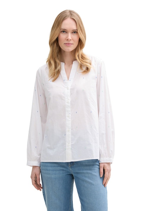 Tom Tailor, Bő fazonú gombos ing, Fehér/Kék