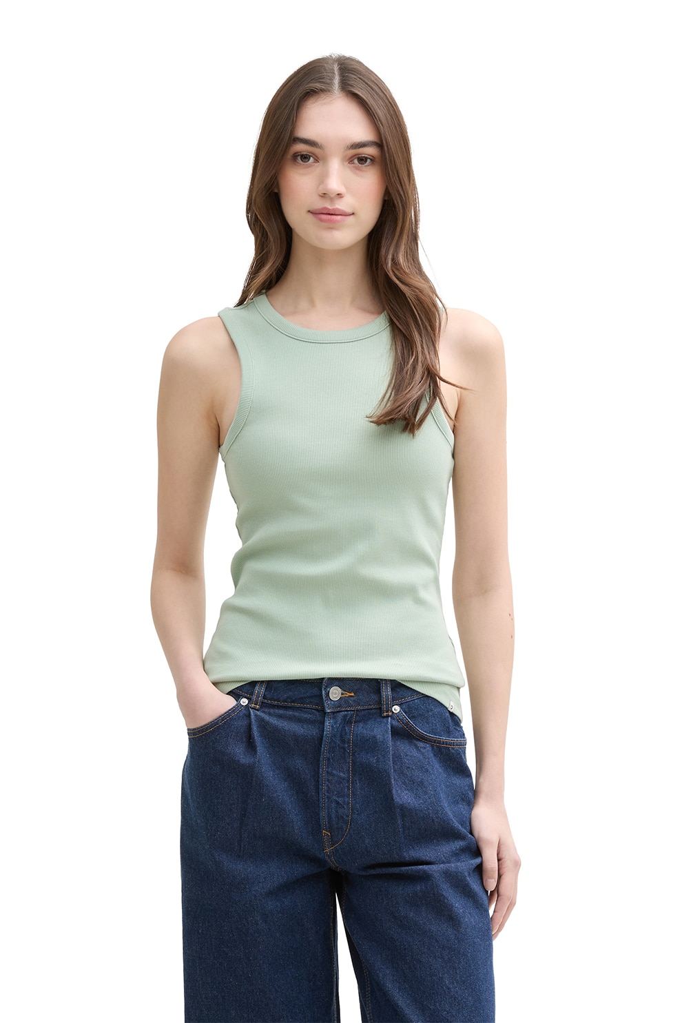 Tom Tailor, Top slim-fit, Verde menta, XS - eMAG.ro