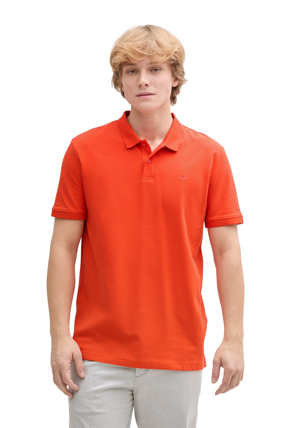 Tom Tailor, Tricou polo din bumbac, Portocaliu, S