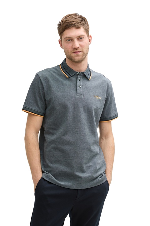 Tom Tailor, Tricou polo cu detalii contrastante, Albastru inchis