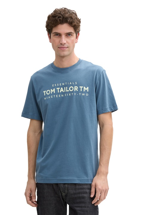 Tom Tailor, Памучна тениска с лого, Прашно синьо