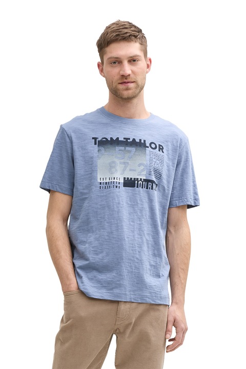 Tom Tailor, Памучна тениска с шарка, Пастелносин