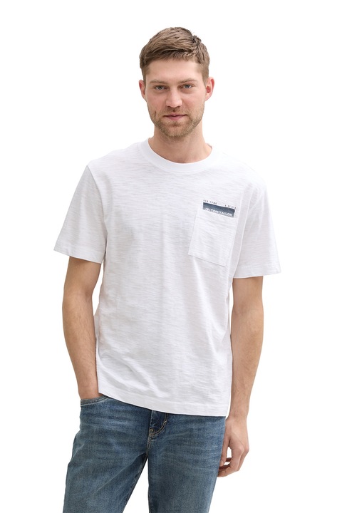 Tom Tailor, Normál fazonú póló mellzsebbel, Fehér