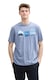 Tom Tailor, Tricou din bumbac cu imprimeu, Albastru deschis melange, S