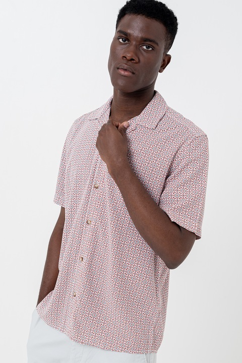 Tom Tailor, Rövid ujjú mintás ing, Piros/Fekete