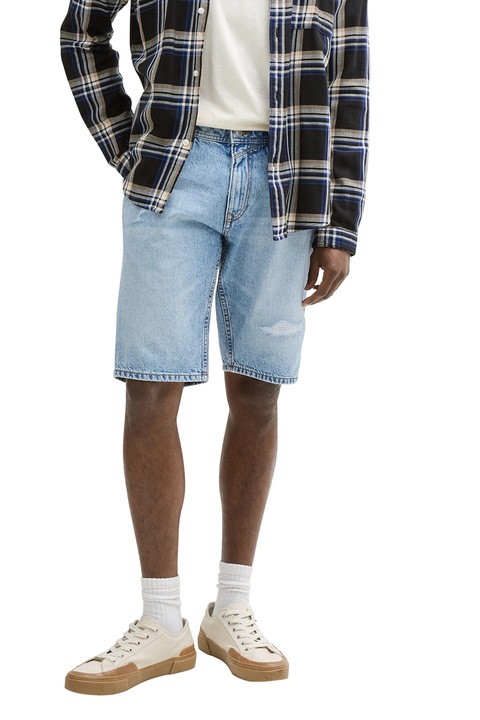 Tom Tailor, Blugi de denim cu detalii deteriorate, Albastru deschis melange, S