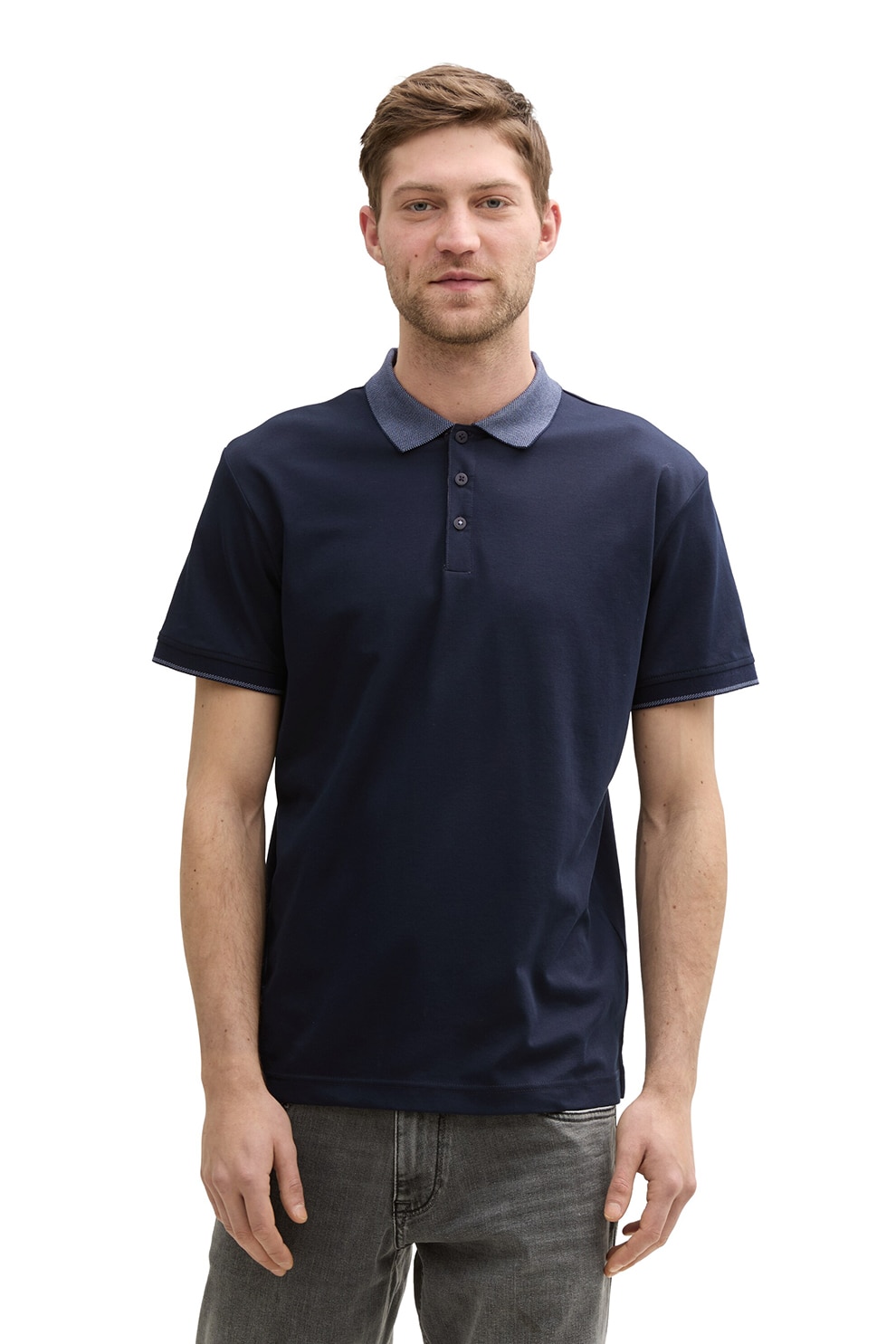 Tom Tailor, Tricou polo uni, Albastru inchis, S
