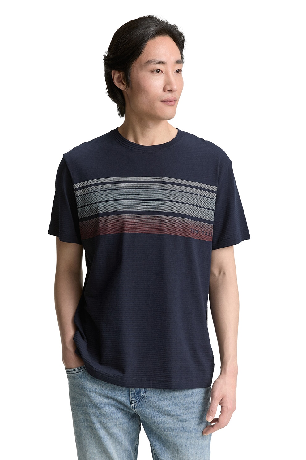 Tom Tailor, Tricou regular fit cu logo, Bleumarin, S