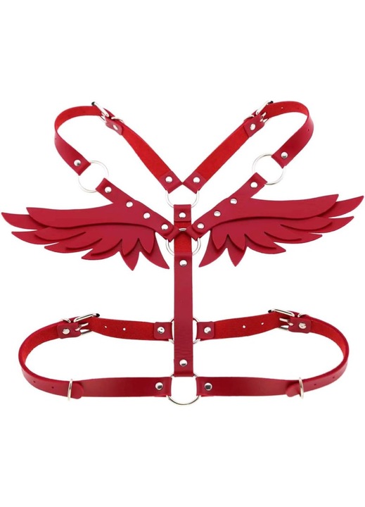 Ham sexy dama cu aripi pentru Halloween si Cosplay, piele ecologica, marime universala, rosu