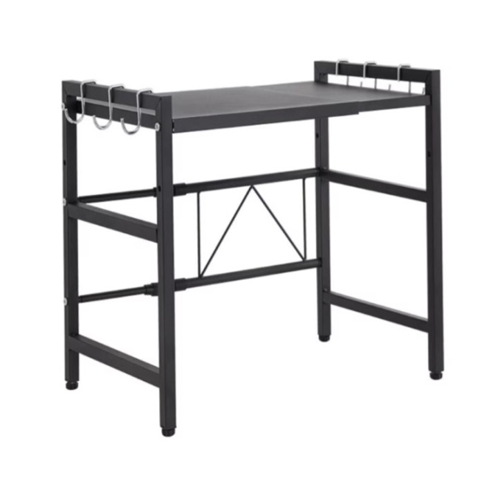 Рафт за микровълнова печка, coshop, черен, регулируем рафт, кухненски органайзер, 40-60 x 36,5 x 45 cm