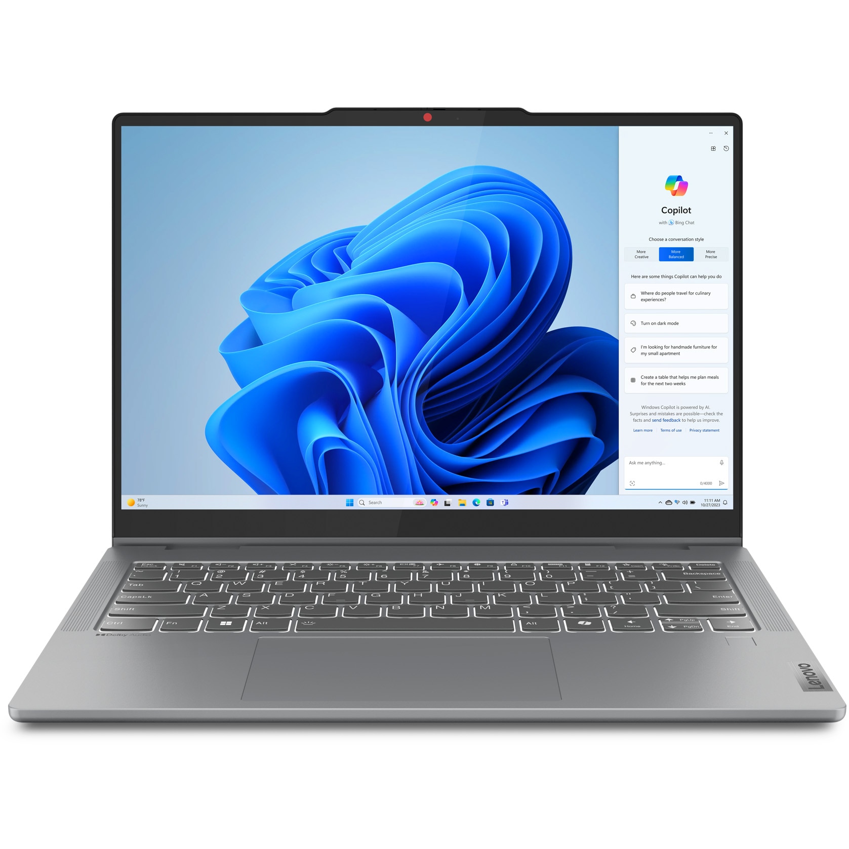 Laptop Lenovo IdeaPad 5 2-in-1 14IRH9 cu procesor Intel® Core™ i7-13620H pana la 4.9GHz, 14" WUXGA, OLED, Touch, 16GB LPDDR5x RAM, 1TB SSD, Intel® UHD Graphics, No OS, Luna Grey
