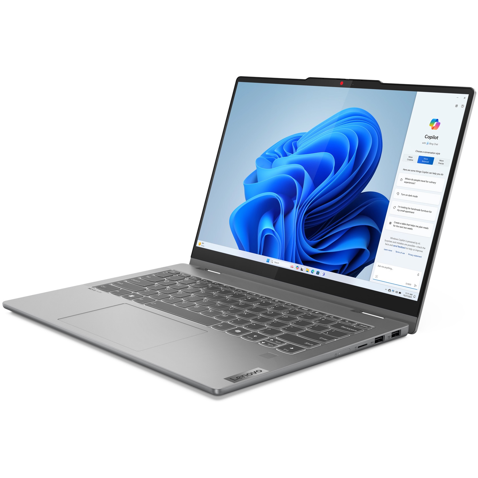 Laptop Lenovo IdeaPad 5 2-in-1 14IRH9 cu procesor Intel® Core™ i7-13620H pana la 4.9GHz, 14" WUXGA, OLED, Touch, 16GB LPDDR5x RAM, 1TB SSD, Intel® UHD Graphics, No OS, Luna Grey