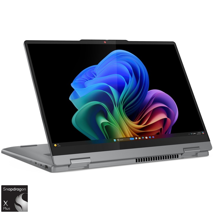 Lenovo IdeaPad 5 2 az 1-ben 14Q8X9 laptop Snapdragon® X Plus X1P-42-100 processzorral 3,4 GHz-ig, 14" WUXGA, OLED, Touch, 16GB LPDDR5x RAM, 1TB SSD, Qualcomm® Adreno™ GPU, Windows® 11 Home, Holdszürke
