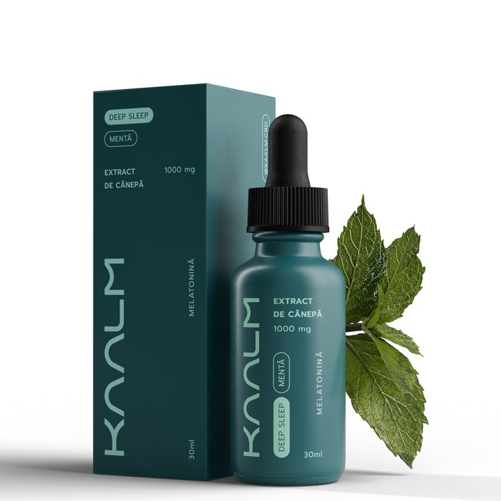 Supliment alimentar, CBD 10 mg cu melatonina cu gust de menta, Kaalm Deep Sleep, 30 ml
