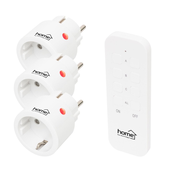 Комплект мини контакти с дистанционно управление Home TH2313, 2300 W, 3 контакта + 1 дистанционно управление, обхват 40 м