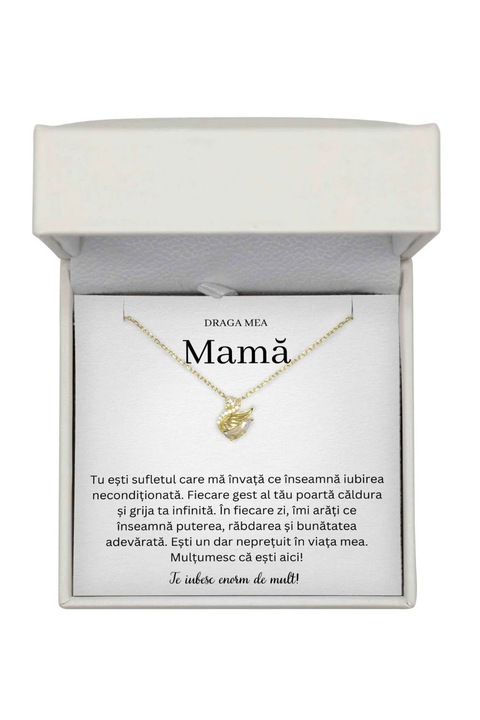 Colier Lebada Argint 925 Placat cu Aur 14K cu Mesaj - Cadou Mama - The Jewel Heart