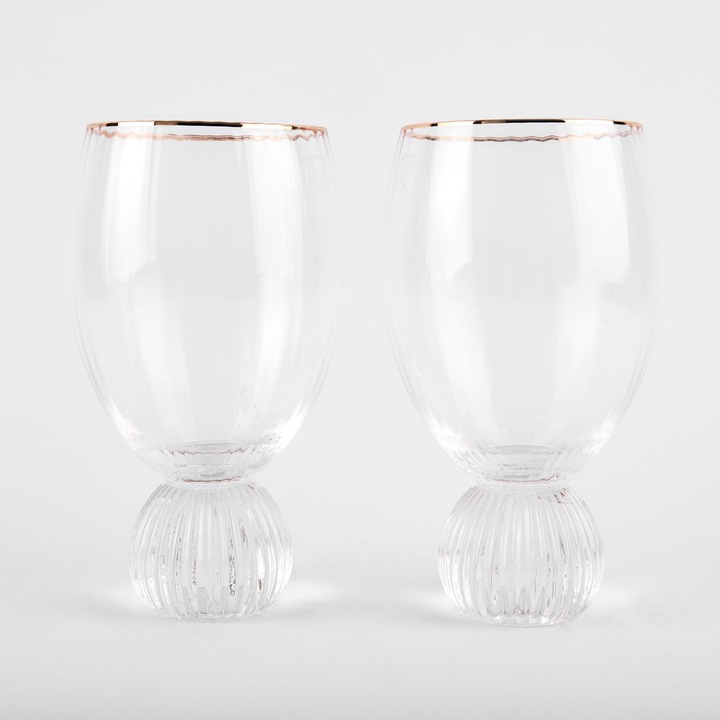 Set de 6 pahare pe tija rotunda "Iceberg gold"