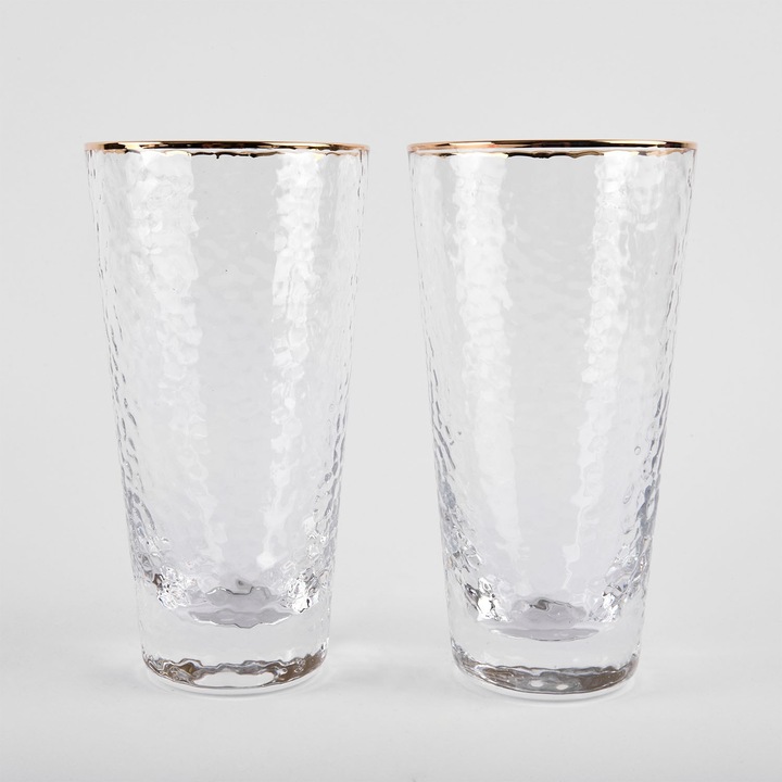 Set 6 pahare 380 ml "Gold Peak" transparent