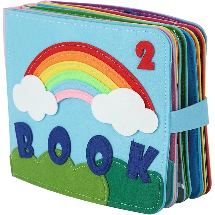 Образователна книга Монтесори, със сензорни дейности, Simply Joy, 16 страници за развитие на основни умения, образователна играчка за пътуване, множество дейности, подарък за бебета, момичета и момчета, Многоцветна