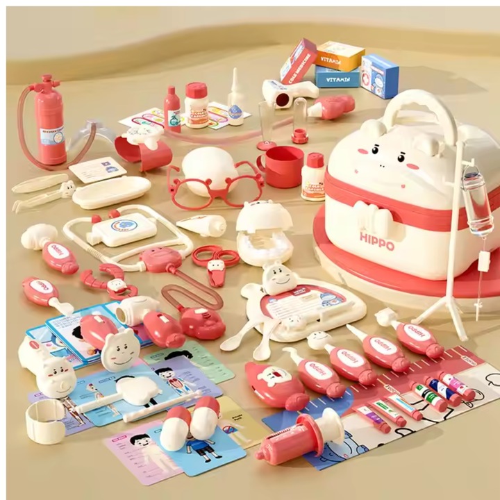 Jucarie set de doctor pentru copii, Simply Joy®, trusa medicala cu sunete si lumini, 58 piese, cadou pentru fete si baieti, 3, 4, 5, 6 ani