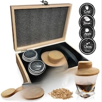 Set Afumare Bauturi Alcoolice si Nonalcoolice, Afumator Cocktail si Whiskey, Include 4 Arome Naturale si Torta( fara gaz butan)