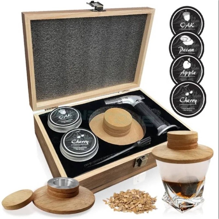 Комплект за пушене на алкохолни напитки и Aroma Infuser Комплект за коктейли с 4 различни вкуса и торта