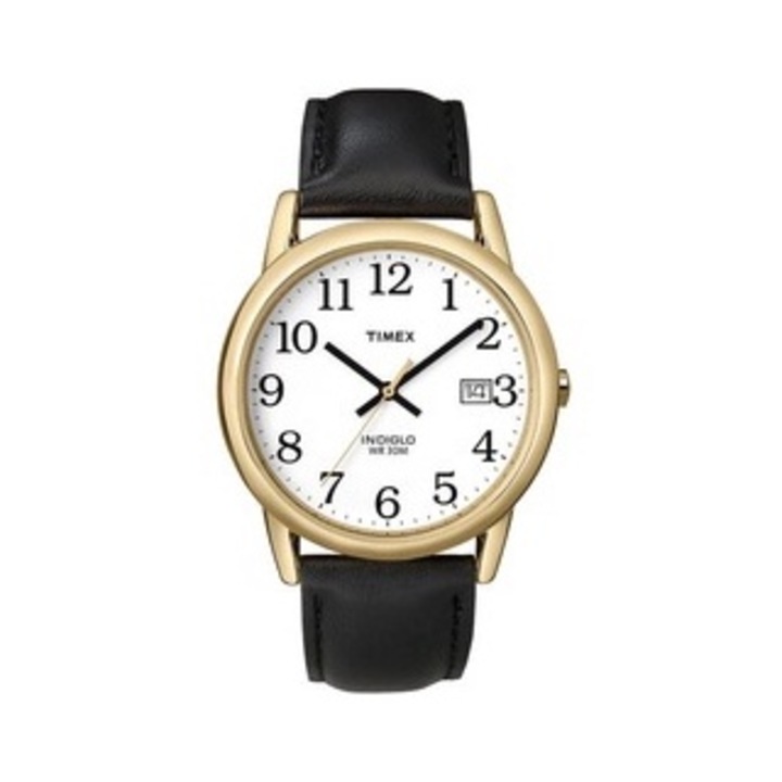 Ceas unisex Timex Easy Reader, 35mm, curea din piele naturala, carcasa din inox, auriu
