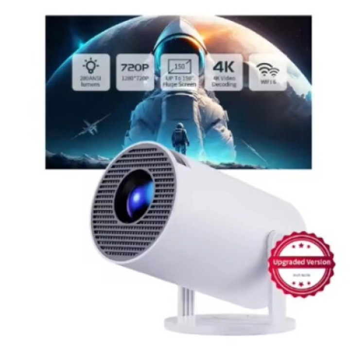 Videoproiector + telecomanda, Portabil LED Smart 4K Ultra HD, 7000 Lumeni, Putere 260V, Android, iOS, WIFI6, Bluetooth5.0, Difuzor incorporat, Port HDMI+ USB, Proiectie 1-4m distanta, Proiectie Ajustabila 130 Inch, Rotatie 180 Grade. Baterii incluse
