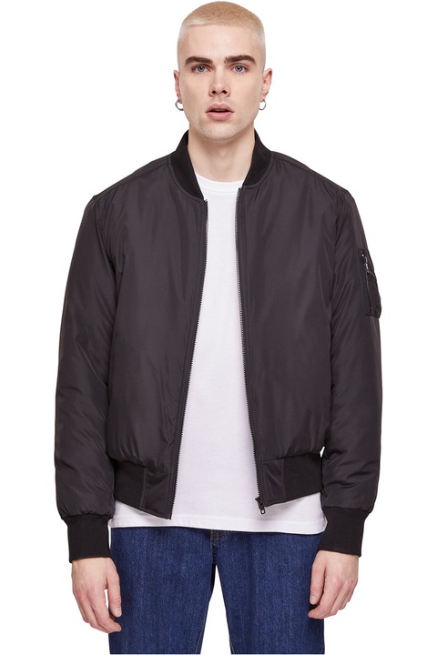 Urban Classics, Jacheta bomber cu fermoar, Negru stins