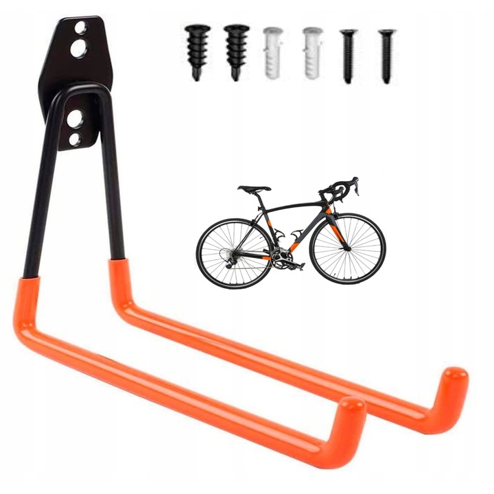 Suport depozitare bicicleta, montare pe perete, dublu, 16x18,5cm, set montaj inclus