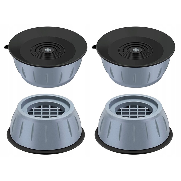 Set 4 suporturi antivibratii pentru masina de spalat, gri, 8.5x6.5x4cm