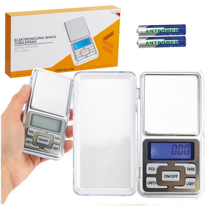 Cantar electronic de buzunar Vergionic 200g, precizie 0,01g, LCD, 2x6,5x12cm