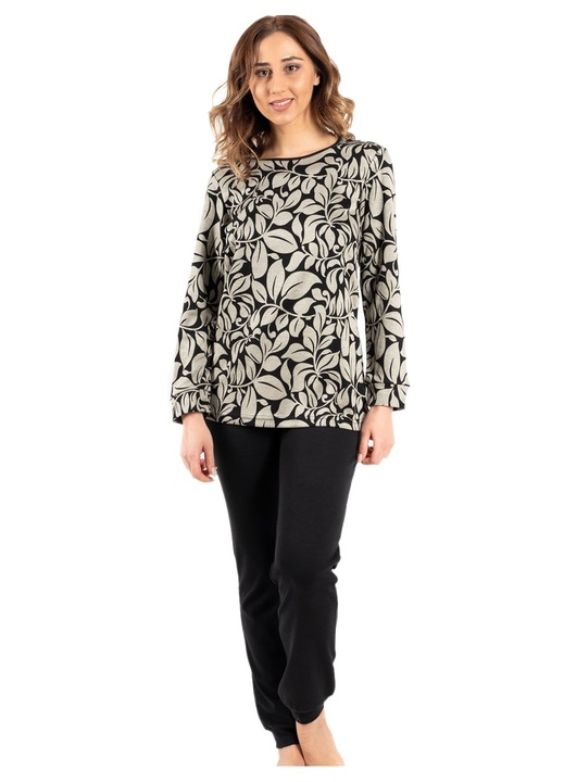 Set pijamale dama Secret Point, viscoza moale, design unic, negru, M INTL