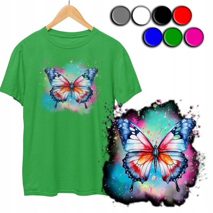 Gyermek póló - BUTTERFLIES BUTTERFLIES BUTTERFLY, Dodo, Vidám mintás, Pamut, Zöld