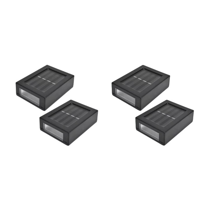 Set 4 aplice cu incarcare solara si lumina LED, prindere in perete, autonomie 8h, lumina alba calda, BZRSH