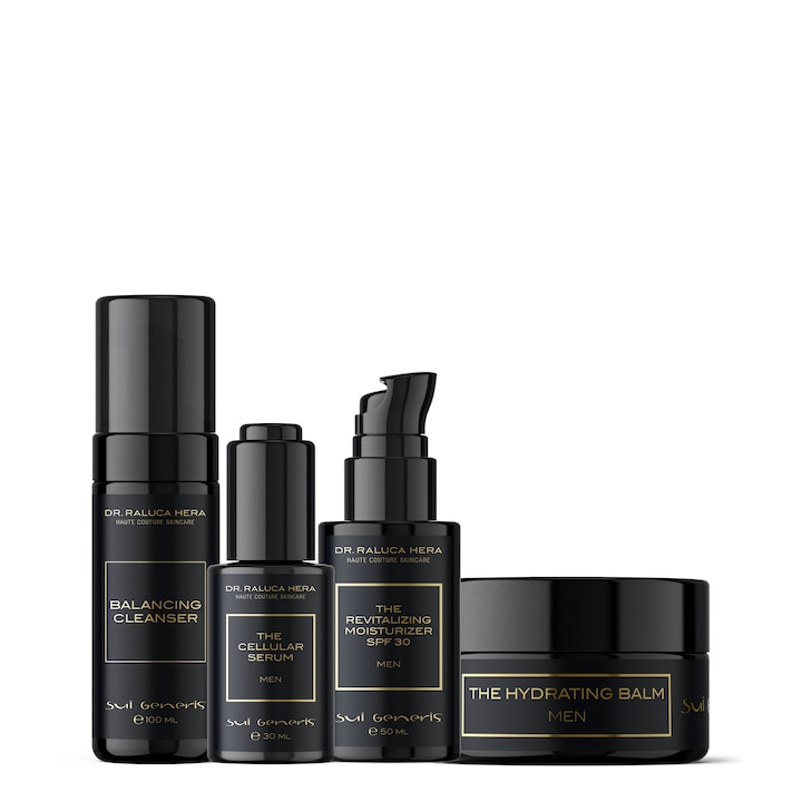 Öregedésgátló szett FÉRFI, Sui Generis MEN by Dr. Raluca Hera Haute Couture Skincare, négy termék