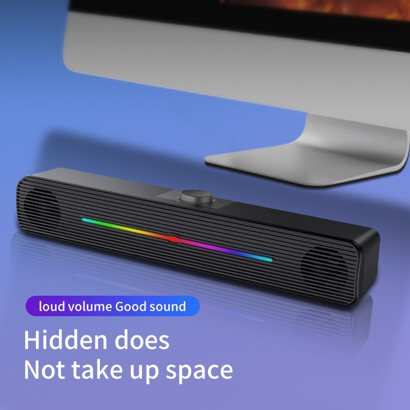 Bara de sunet, calitate sunet HIFI, Bluetooth, efecte de iluminare LED, butoane de volum independente, interfata USB, negru