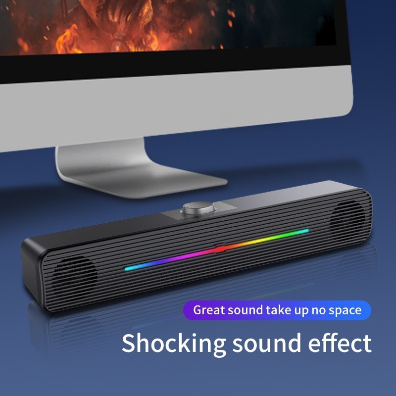 Bara de sunet, calitate sunet HIFI, Bluetooth, efecte de iluminare LED, butoane de volum independente, interfata USB, negru