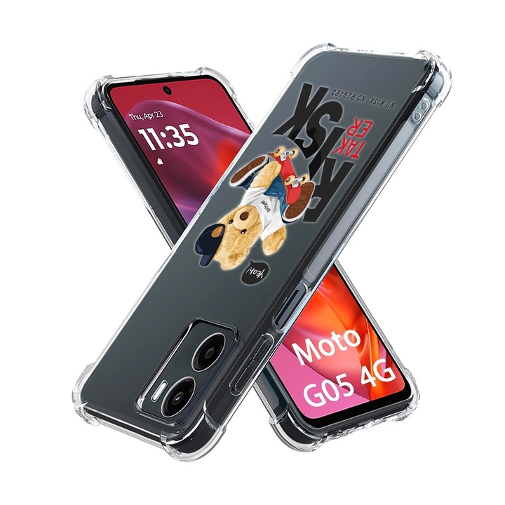 Motorola moto g05 / e15 ütésgátló burkolat, légzsák pro, átlátszó, kockázatvállaló