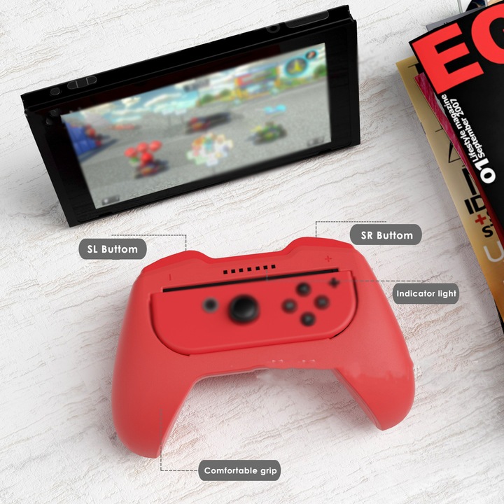 Set 2 huse Gamepad Grip pentru Switch, ergonomic, negru