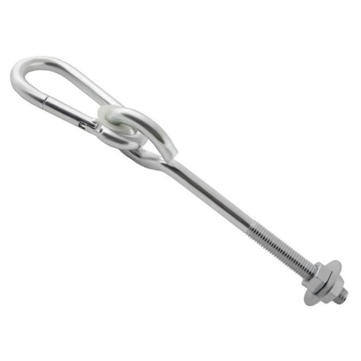 Horganyzott acél lengőhorog eBA® karabinerrel, menettel, teljes méret 27 cm, maximális teherbírás 300 kg