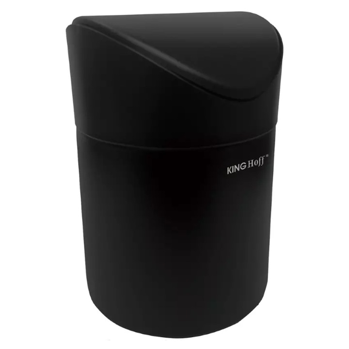 Кошче за боклук Kinghoff, Неръждаема стомана, Миниатюрно, Матово черно, 12x17см