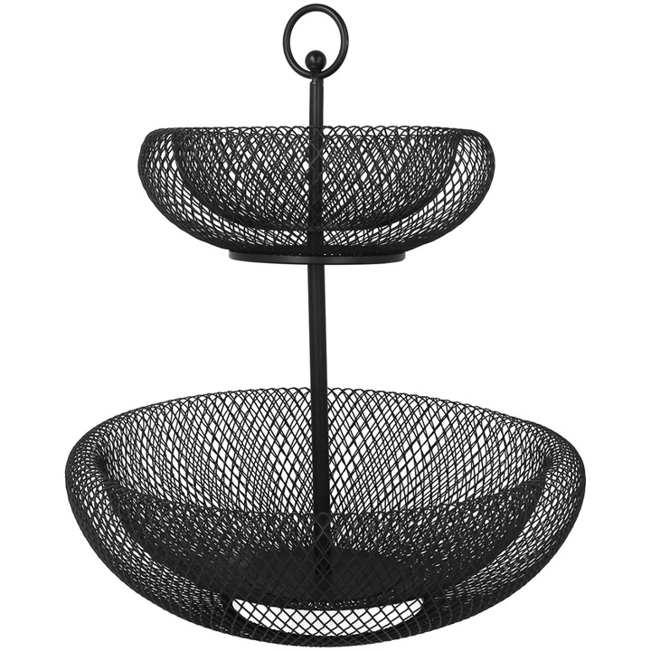 Cos de fructe sau paine, Brunbeste, metal, negru, 36,5x28cm, cu maner