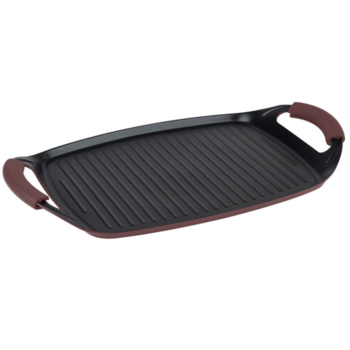 Tigaie Berlinger Haus Leonardo, 42x29cm, titan neaderent, culoare bordo/negru