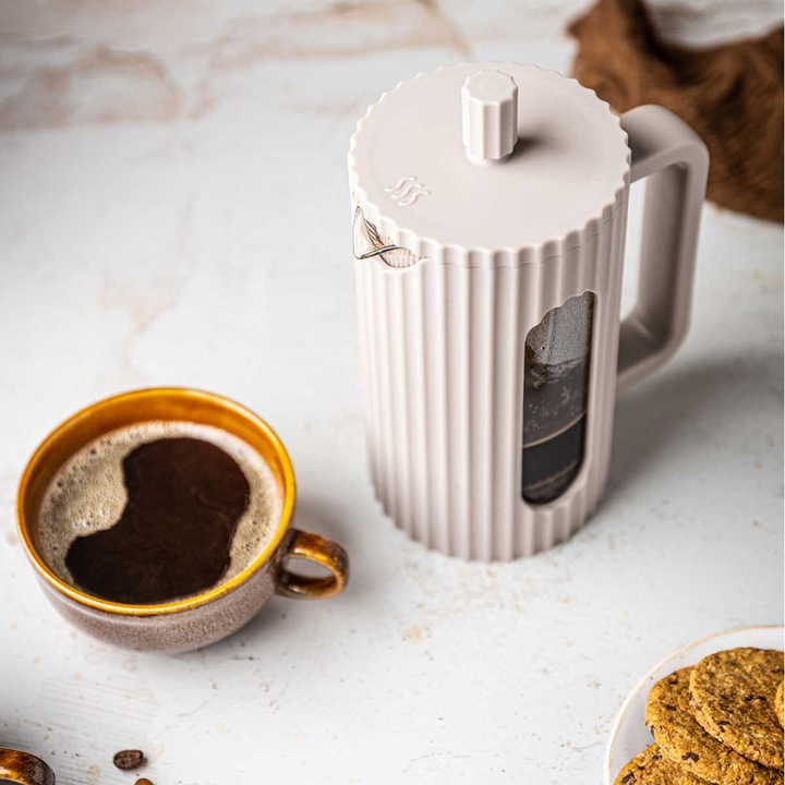 Ceainic French Press Klausberg 350ml, roz, material din sticla borosilicata si inox