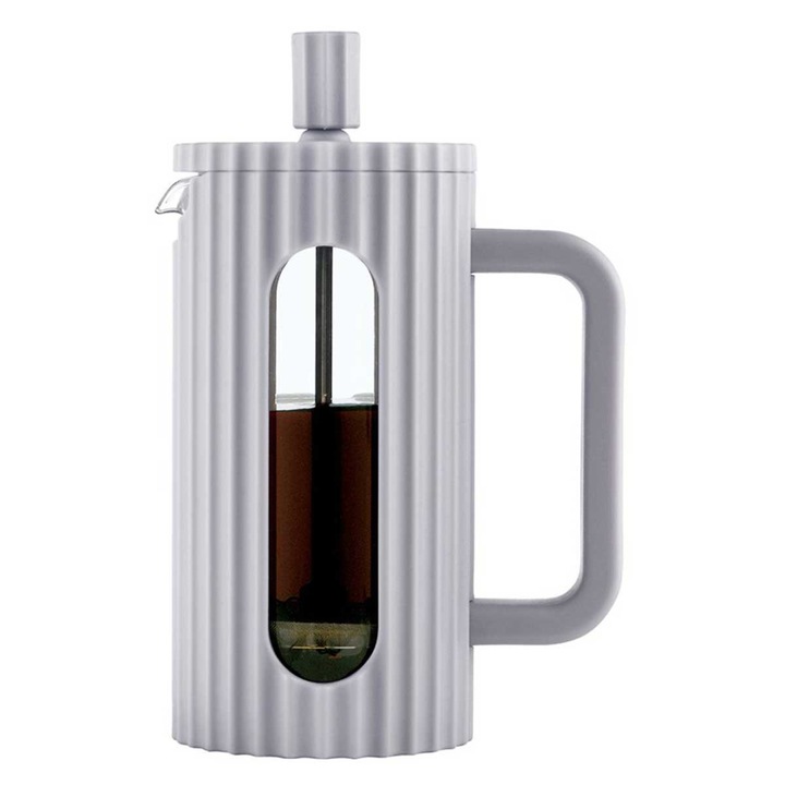 French Press Klausberg teáskanna, 600 ml, szürke, boroszilikát üveg anyagból és rozsdamentes acélból