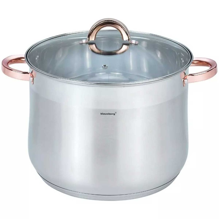 Тенджера Klausberg от неръждаема стомана, 28см, 13л, със стъклен капак