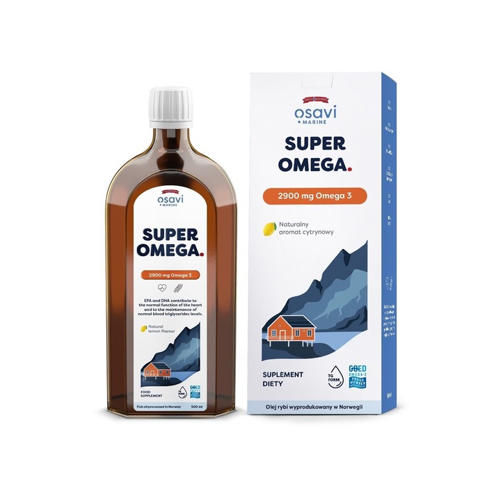 Osavi szuper omega, 2900 mg, halolaj, citrom íz, 500 ml