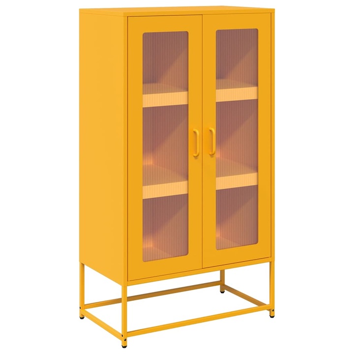 vidaXL Highboard Mustársárga 68x39x123 cm Acél 853359