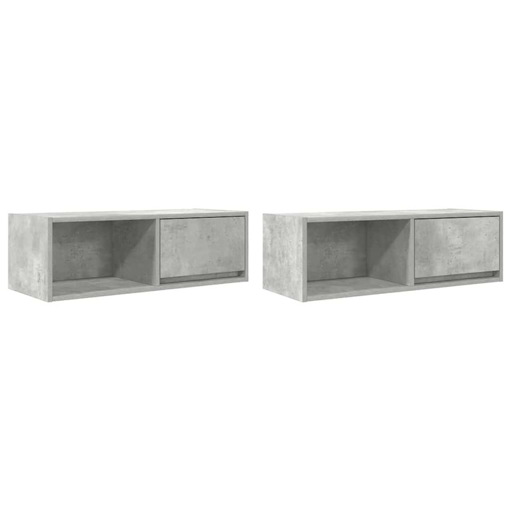 vidaXL 2 db betonszürke szerelt fa TV-szekrény 80x31x25,5 cm 22.1 kg